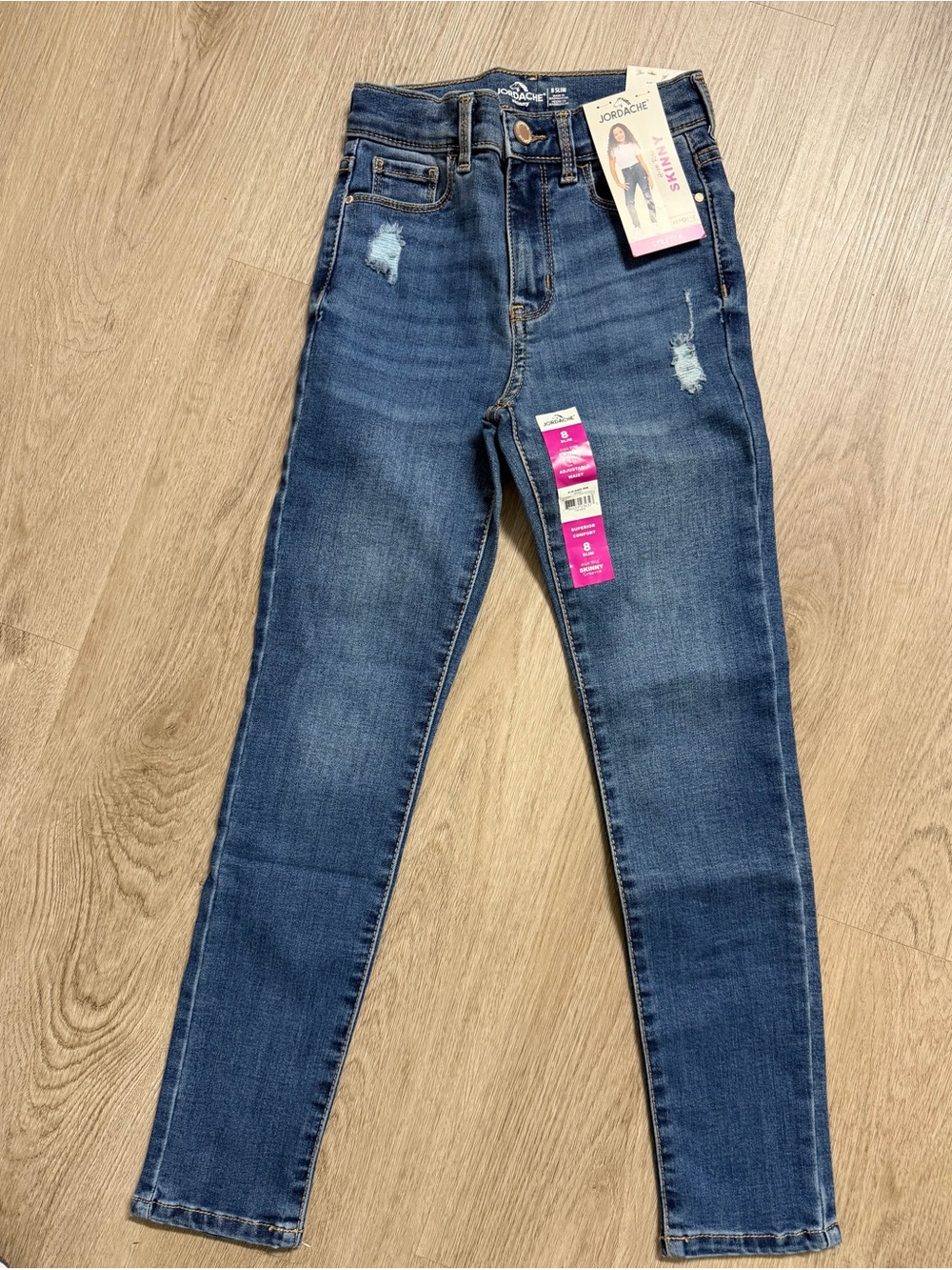 Jordache Mid Wash Distressed Skinny Jeans - Blue